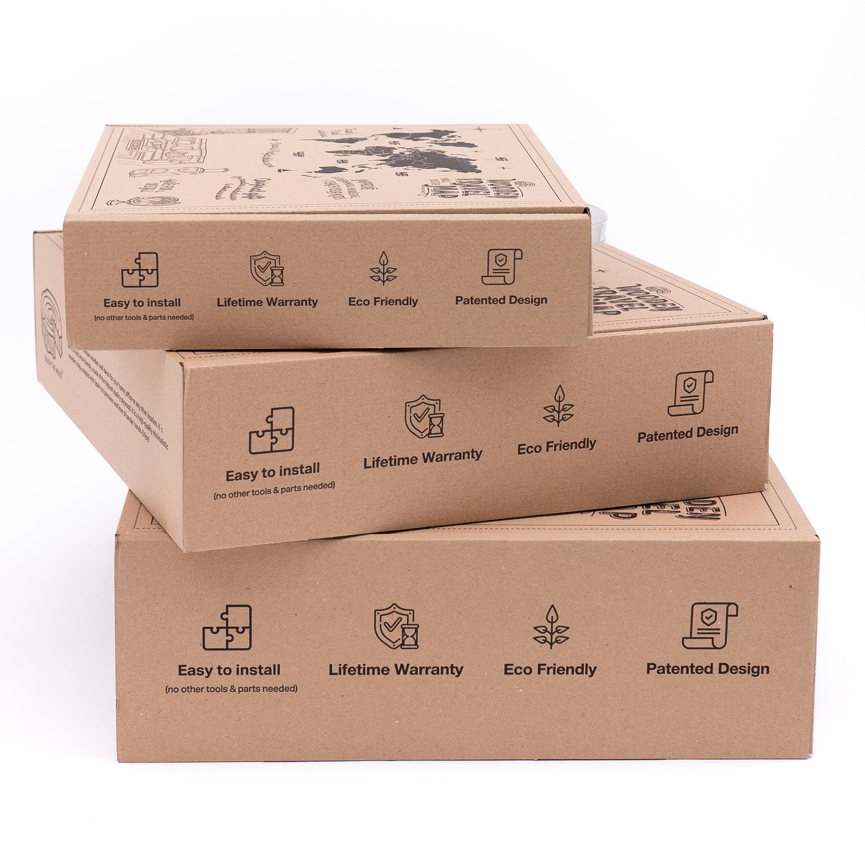 Mapa mundi de madera tono smokey 