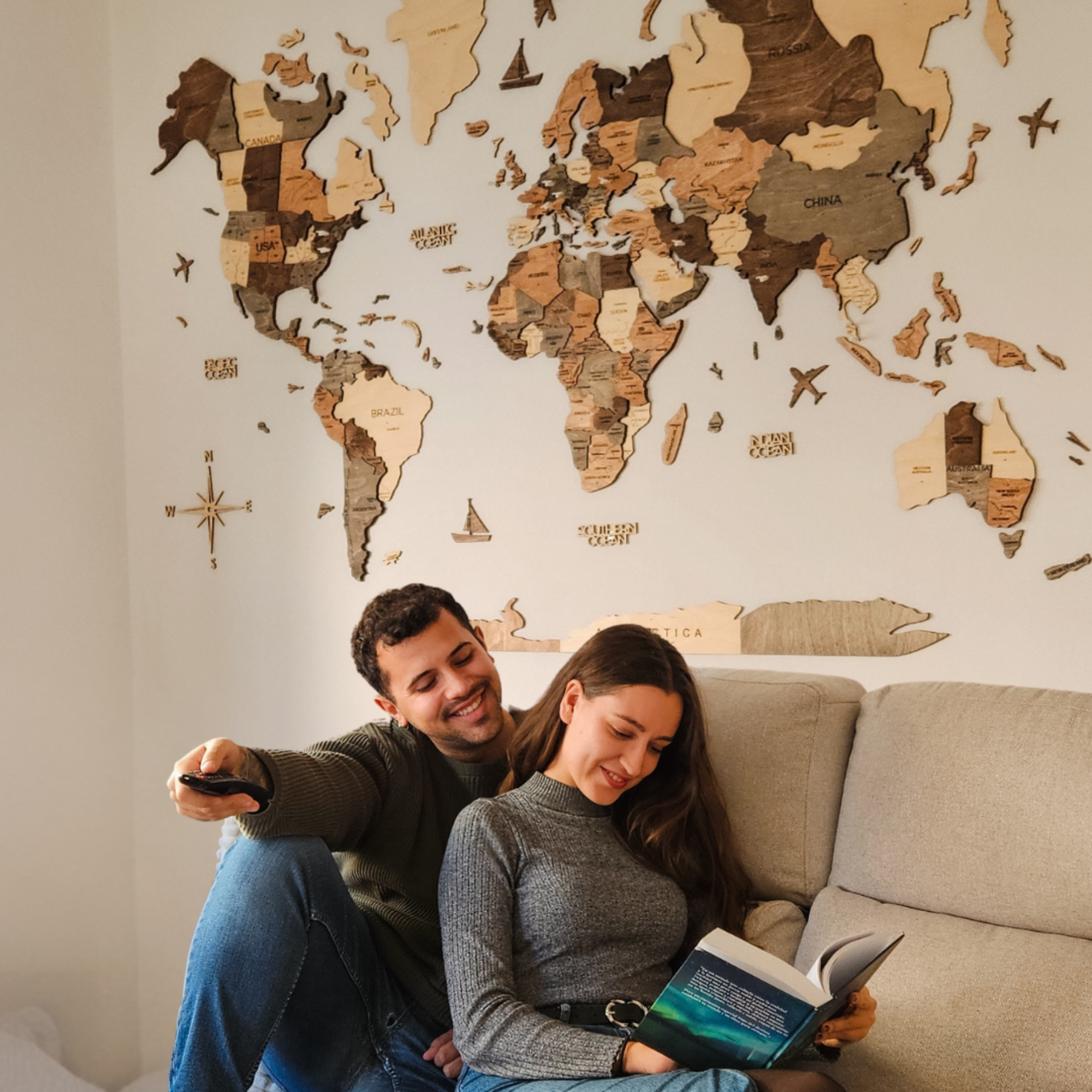 Decoración de pared con mapa