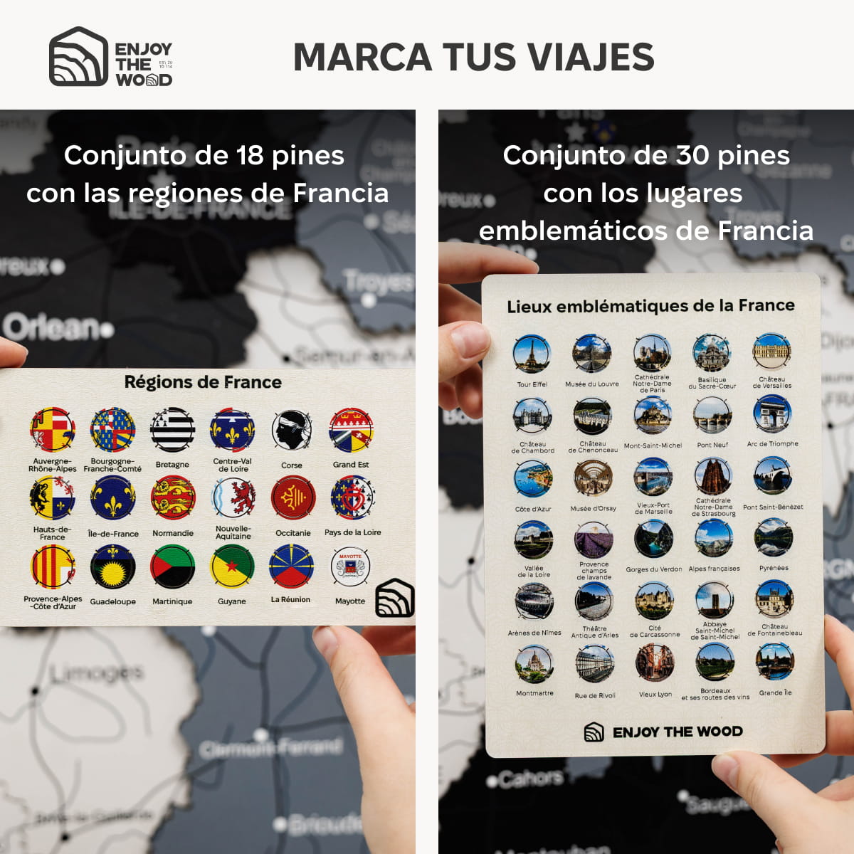 Mapa de Francia Madera Nordik