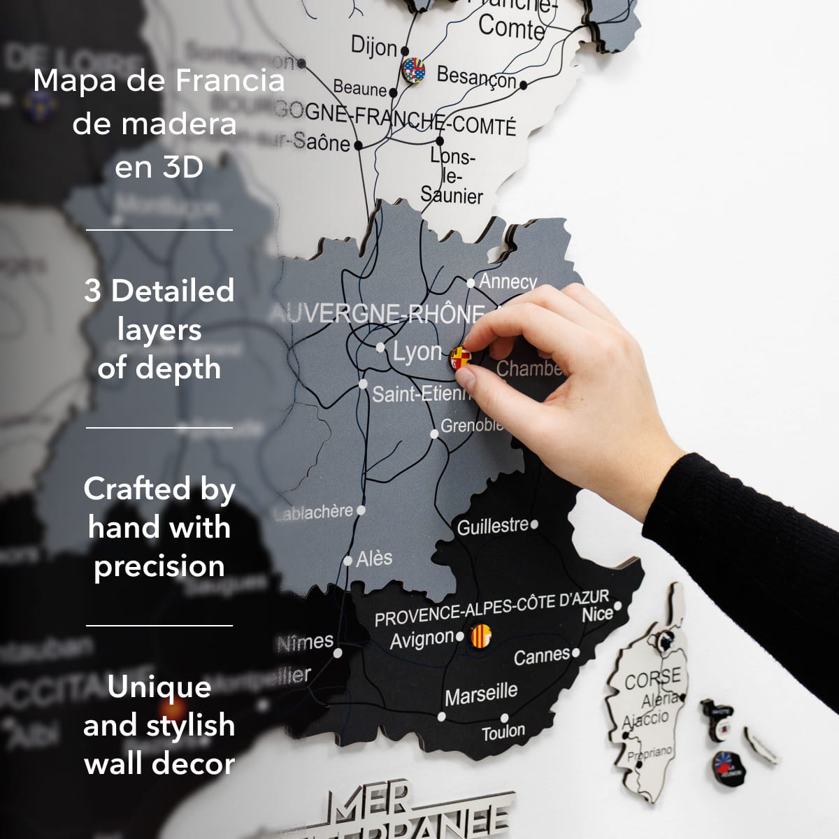 Mapa de Francia Madera Nordik