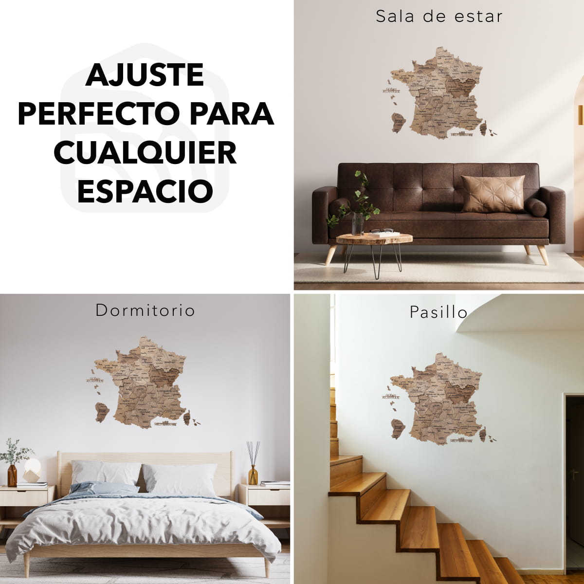 Mapa de Francia Madera Terra