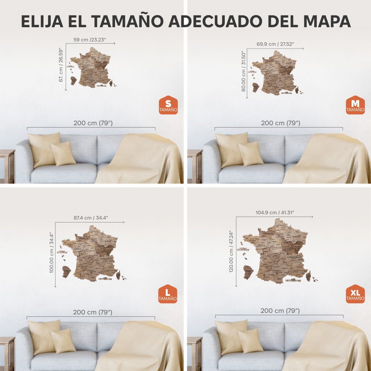 Mapa de Francia Madera Terra