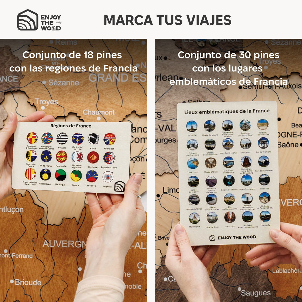 Mapa de Francia Madera Multicolor