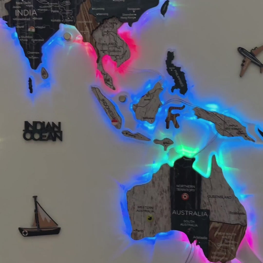laser cut wooden world map