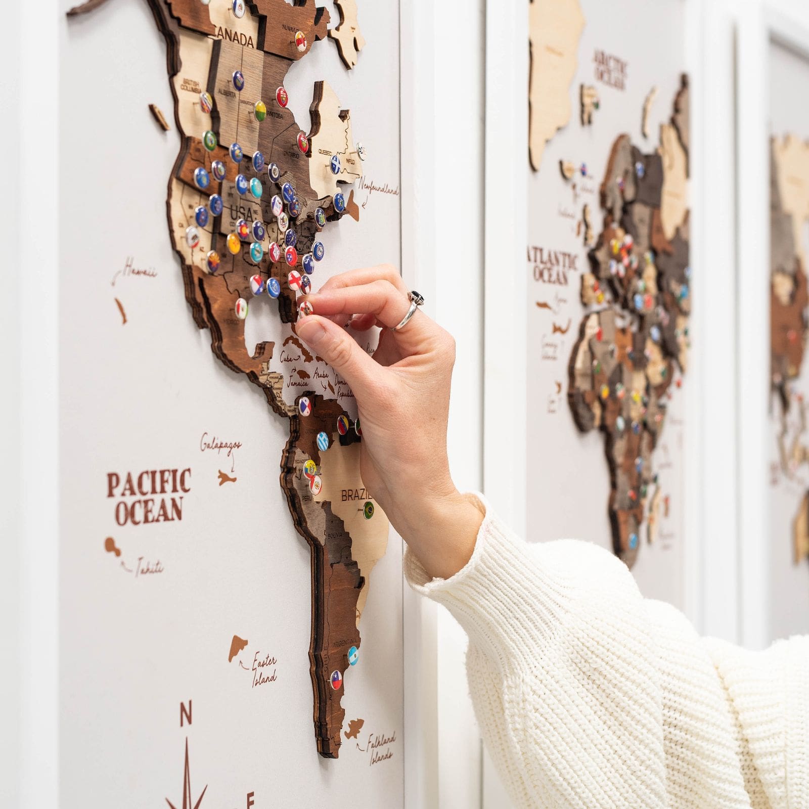 world map triptych