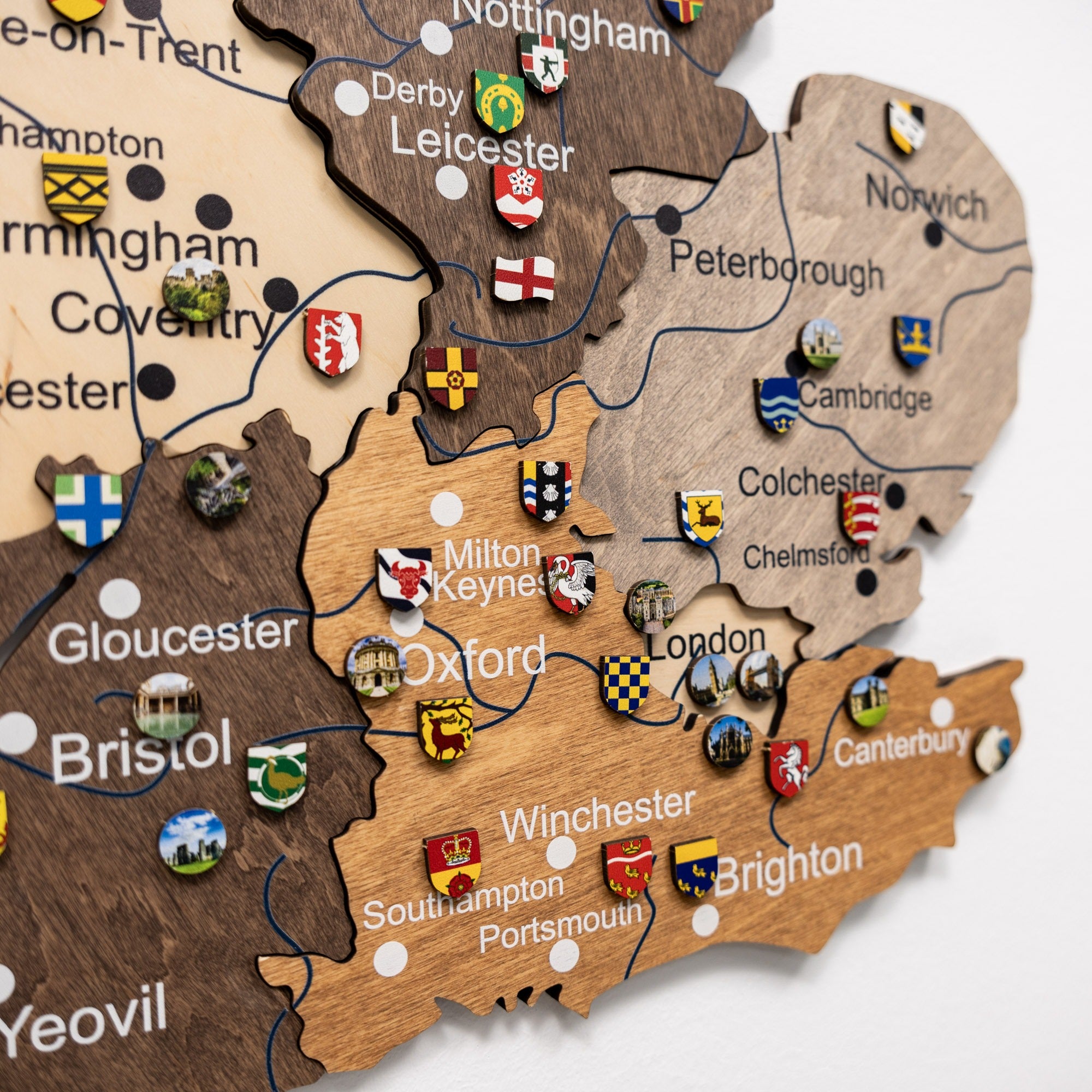 Mapa de Madera 3D del Reino Unido – Multicolor